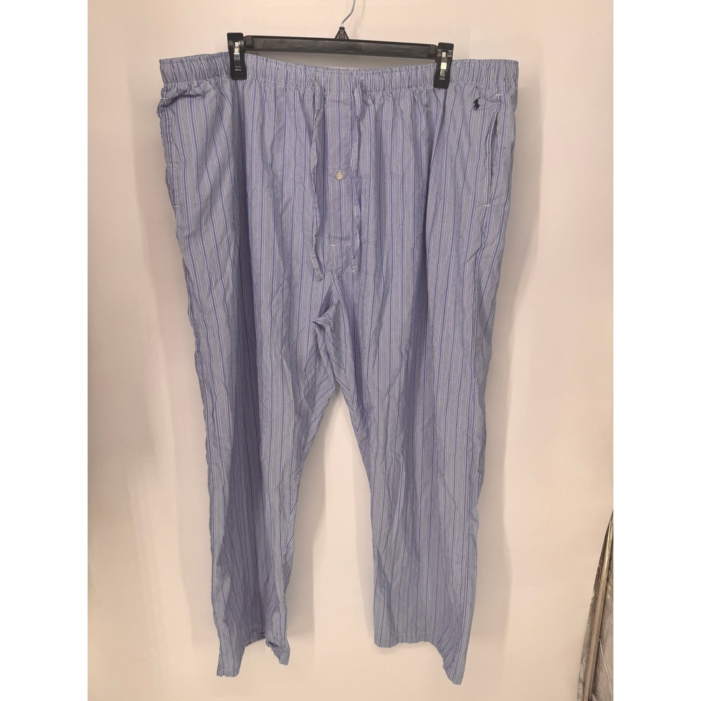 Polo Ralph Lauren Pajama Pants Mens 3X Blue Striped Cotton Drawstring EUC